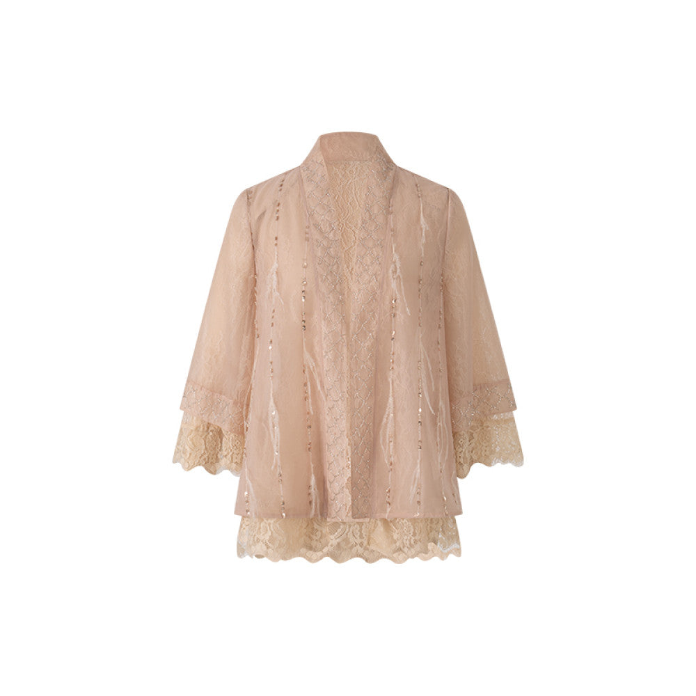 Wuyan Yihe Finger Silk Quietly Luxury Chinese Style Feather Silk Coat Satin Strap Skirt image 5