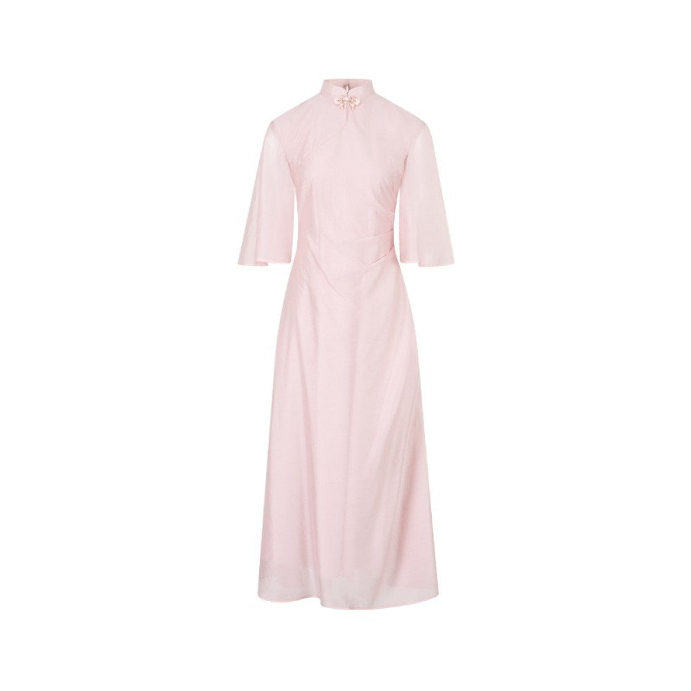 Wuyan Yihe Yingjin New Chinese style Acetic Acid Heavy Industry Embroidered Vest Tencel Pinched Cheongsam Dress image 15