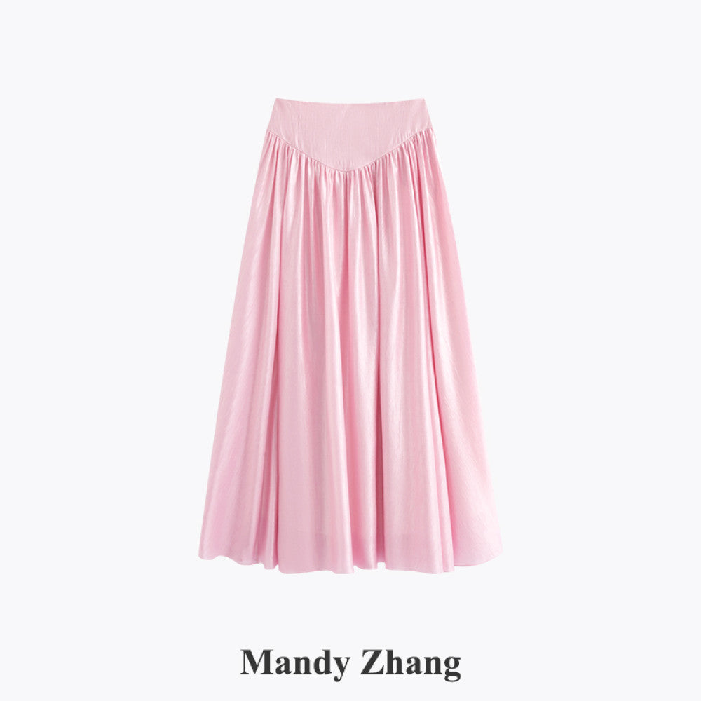 ASAYA4486 - French Design Wide-Waist Gathered A-Line Skirt 🌸✨