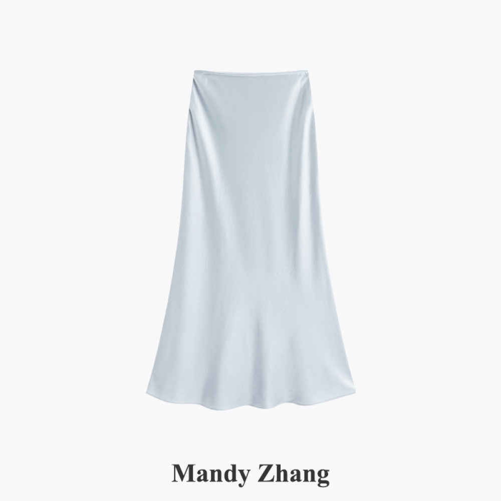 Mandy Zhang a celebrity and mermaid is a heavyweight acetate satin pink fish tail skirt for women image 45