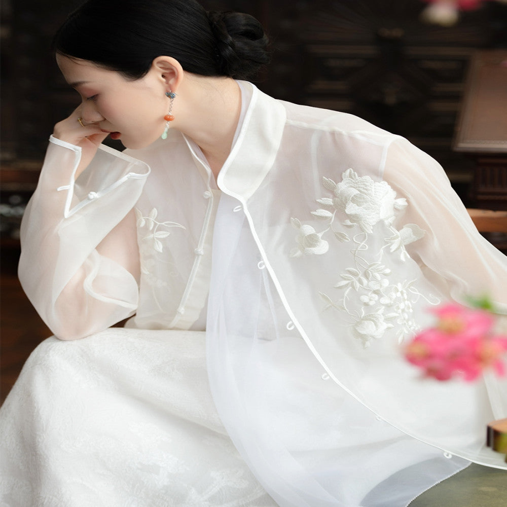 2024 New Product PCY1708 Silk Eugen Embroidery Top Chinese Retro Embroidery Top Fairy Yarn Dress for Women image 0