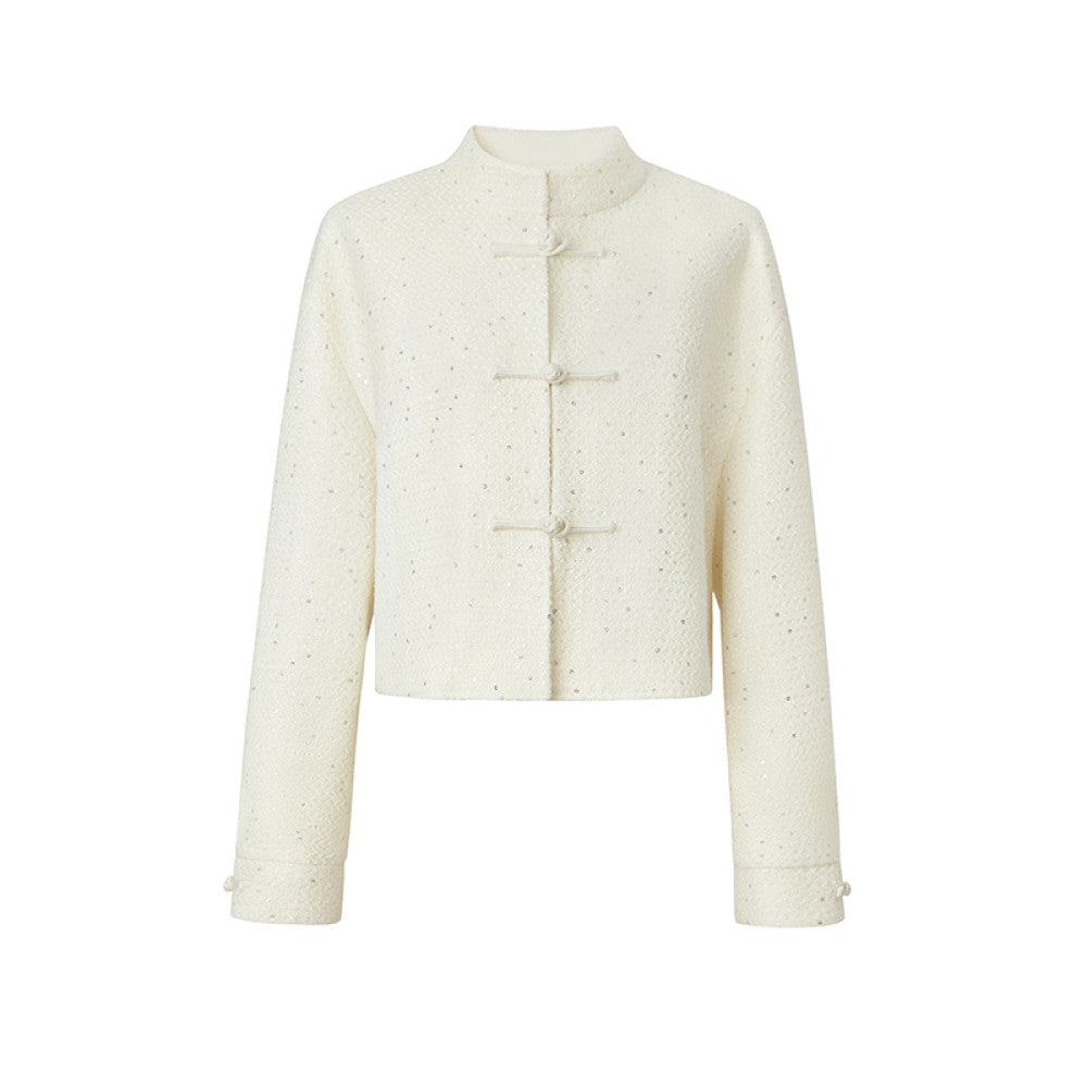 Spot SUK Qingqing Zijin 25 early spring new Chinese style button up collar jacket for women Chinese style short jacket image 7