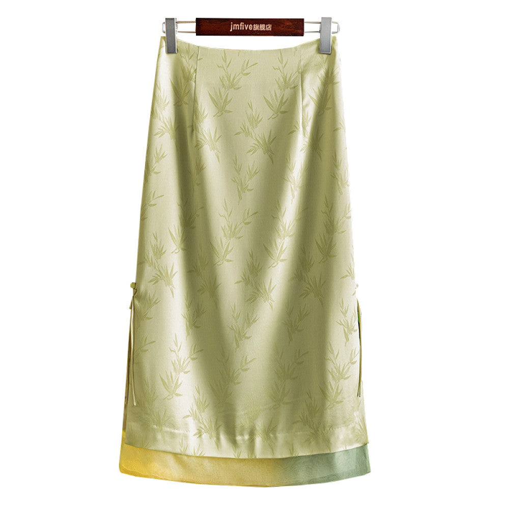 #ASAYA4373 - Bamboo Jacquard Midi Skirt (3 Colors) 🌿🌸