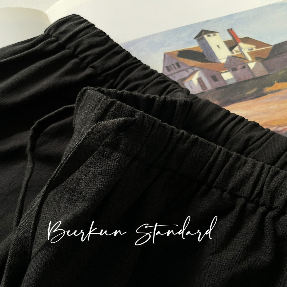 Beerkun s versatile young u0026chill bamboo cotton linen loose straight leg drawstring details casual pants in this issue image 6