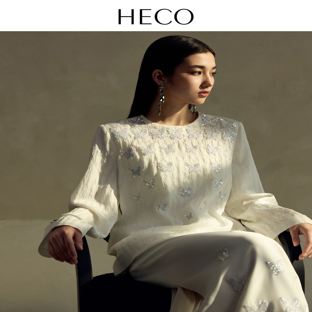 HECO Yiluodiemeng New Chinese style acetate butterfly embroidery high waist straight skirt for women in autumn image 34