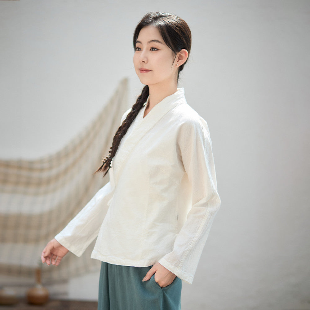 Summer new cotton linen linen top for women Chinese style improved Hanfu Chinese style tea suit 21 pieces W1359 image 10