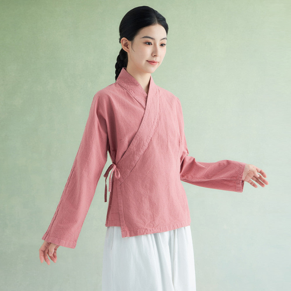 Summer new cotton linen linen top for women Chinese style improved Hanfu Chinese style tea suit 21 pieces W1359 image 27