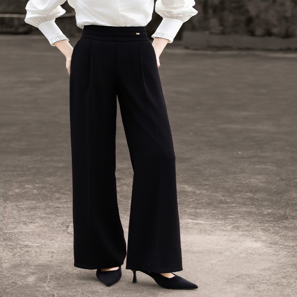 Lanser 2025 Autumn New Style Commuting Casual Suit Pants High Waist Drop Black Wide Leg Pants for Women image 12