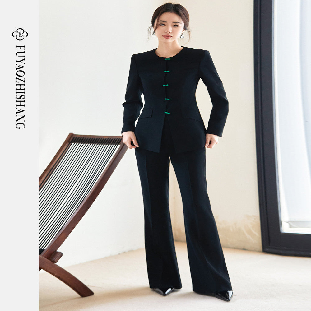 FUYAO Fuyao Chinese style set for women s high end fashion 2025 autumn new style new Chinese style black buckle formal wear image 1