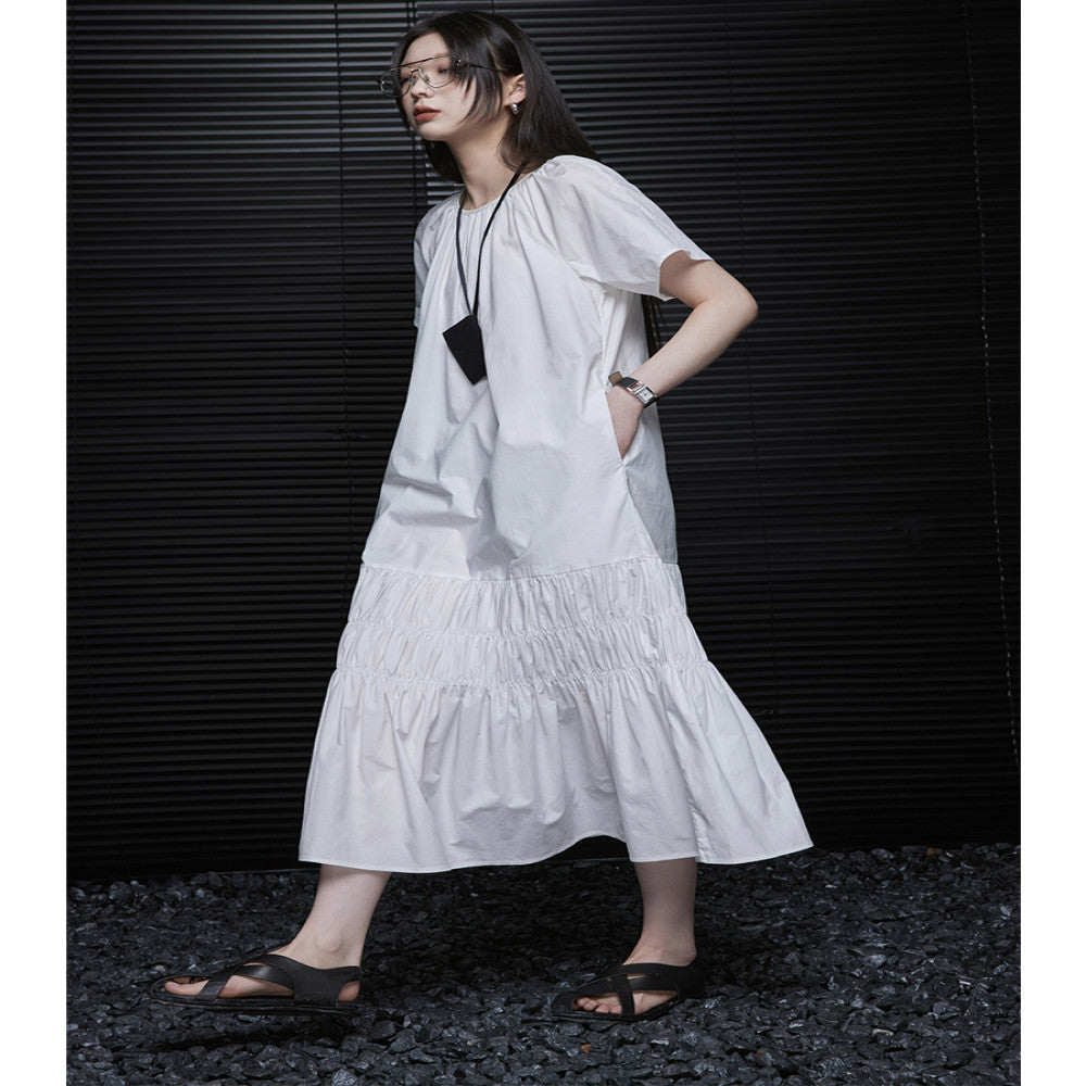 Moment white dress for female summer 2024 new high end exquisite super good looking temperament niche design feeling slimming image 5