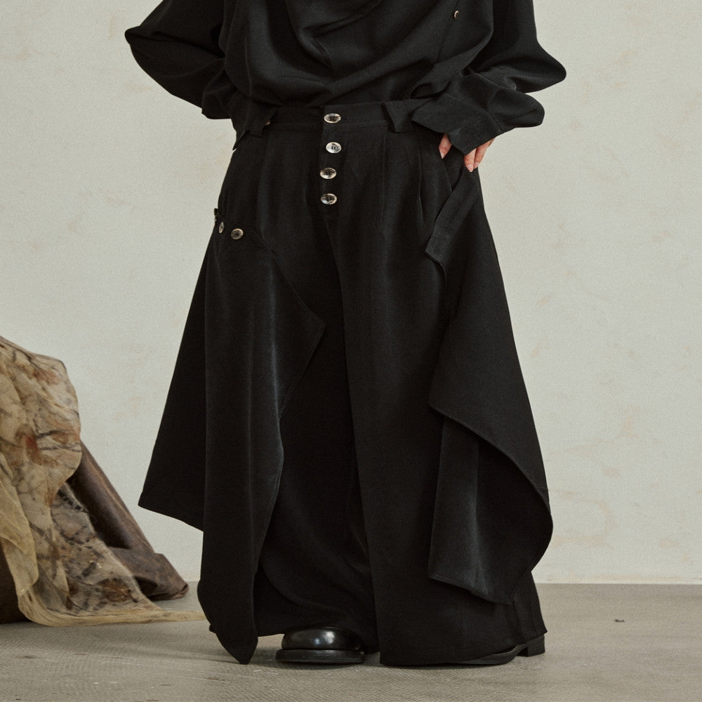 SUNYVONNE niche design sense Yamamoto style dark irregular multi piece wide leg pants fashionable pants skirt image 1