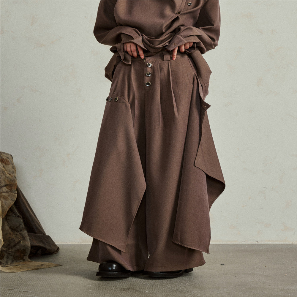 SUNYVONNE niche design sense Yamamoto style dark irregular multi piece wide leg pants fashionable pants skirt image 7