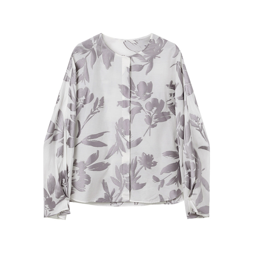 Ruyi Lian Yun Shang Li Jianhua Round Neck Shirt for Women New Chinese Style Chinese Style Retro Jacquard Jade Button Top image 7