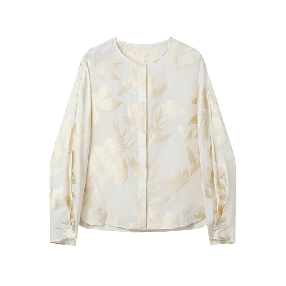 Ruyi Lian Yun Shang Li Jianhua Round Neck Shirt for Women New Chinese Style Chinese Style Retro Jacquard Jade Button Top image 13