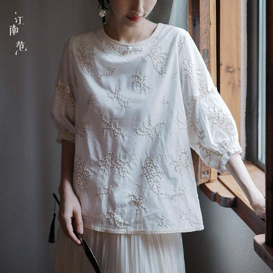 ASAYA4262 | Embroidered Sequin Hanfu Blouse ✨