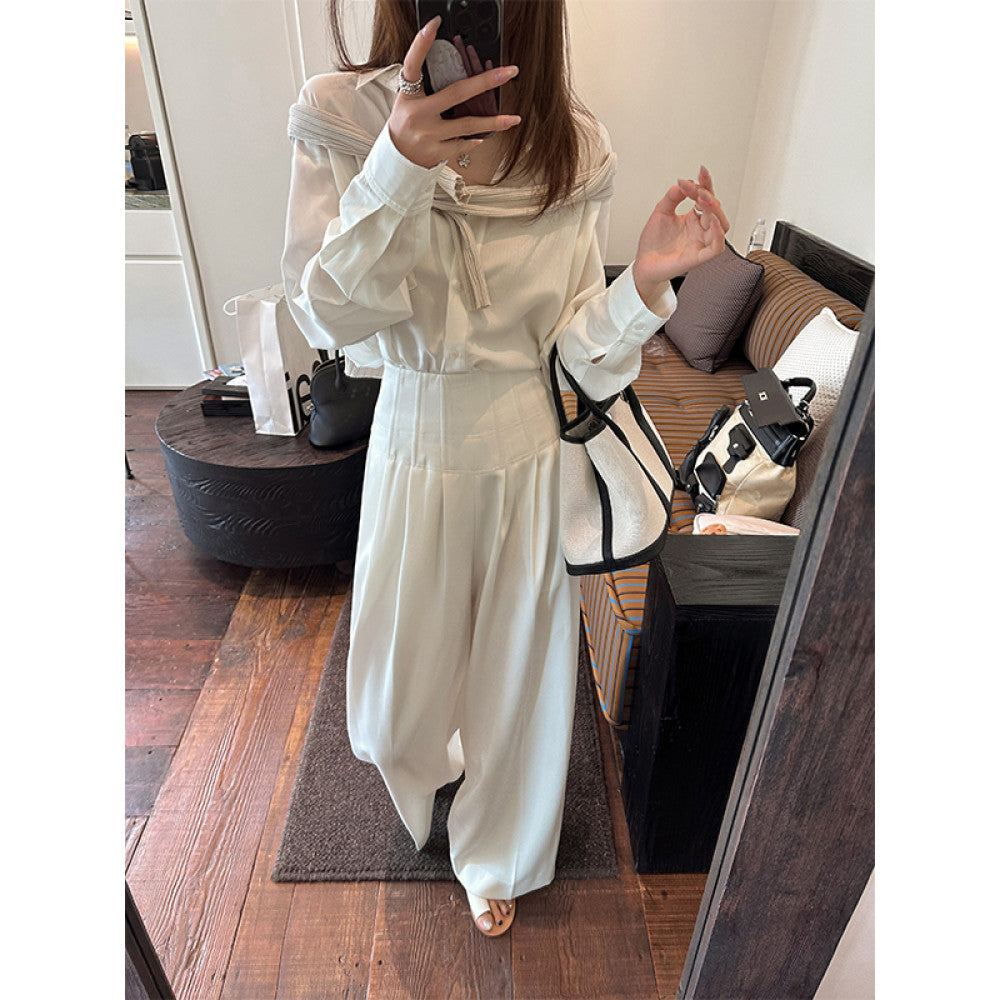 ADA MISS Drop Anti Wrinkle Straightening Fishbone Shaped Waist Casual Pants with Wide Legs and High Waist for Women s Autumn New Style image 16