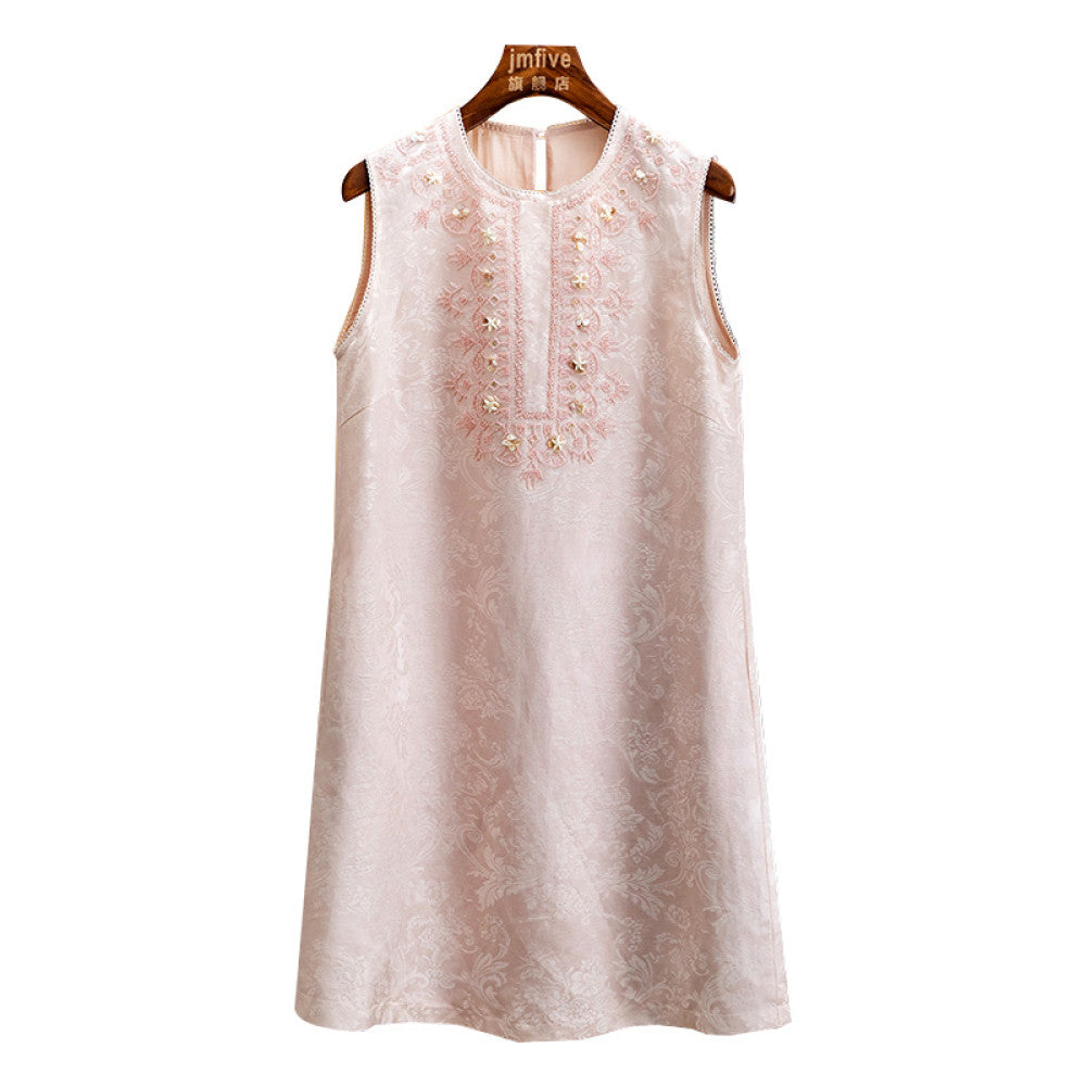 New Chinese style mulberry silk linen simple casual dress for women in summer 2025 fashionable and elegant round neck vest skirt image 18