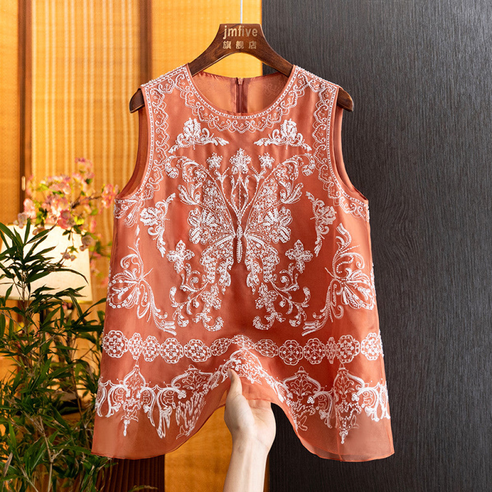 New Chinese style mulberry silk anti aging temperament butterfly vest 2025 summer new product silk western style fashion shoulder image 32