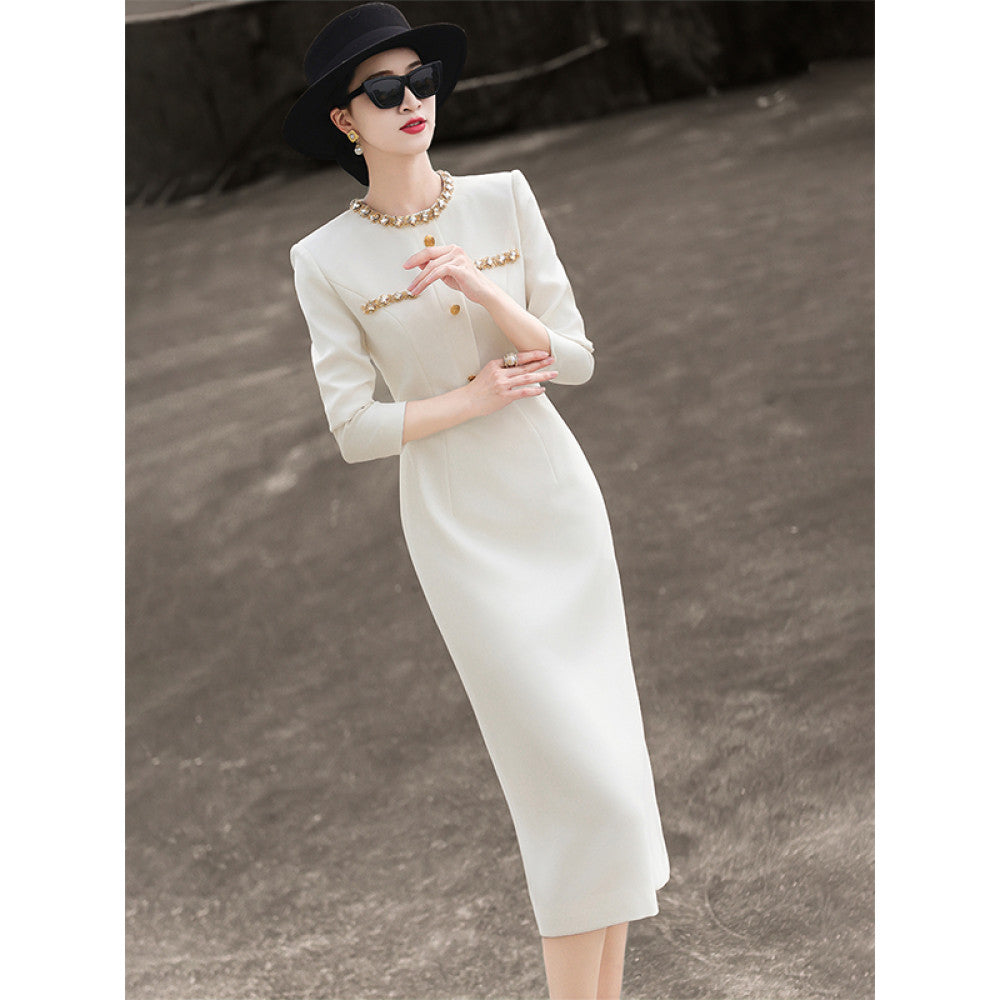 Lanser s 2025 Spring New Style Commuting Light Professional Heavy Industry Nail Bead Slimming and Slimming Bag Hip Dress for Women image 2