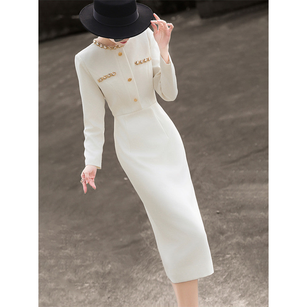 Lanser s 2025 Spring New Style Commuting Light Professional Heavy Industry Nail Bead Slimming and Slimming Bag Hip Dress for Women image 3