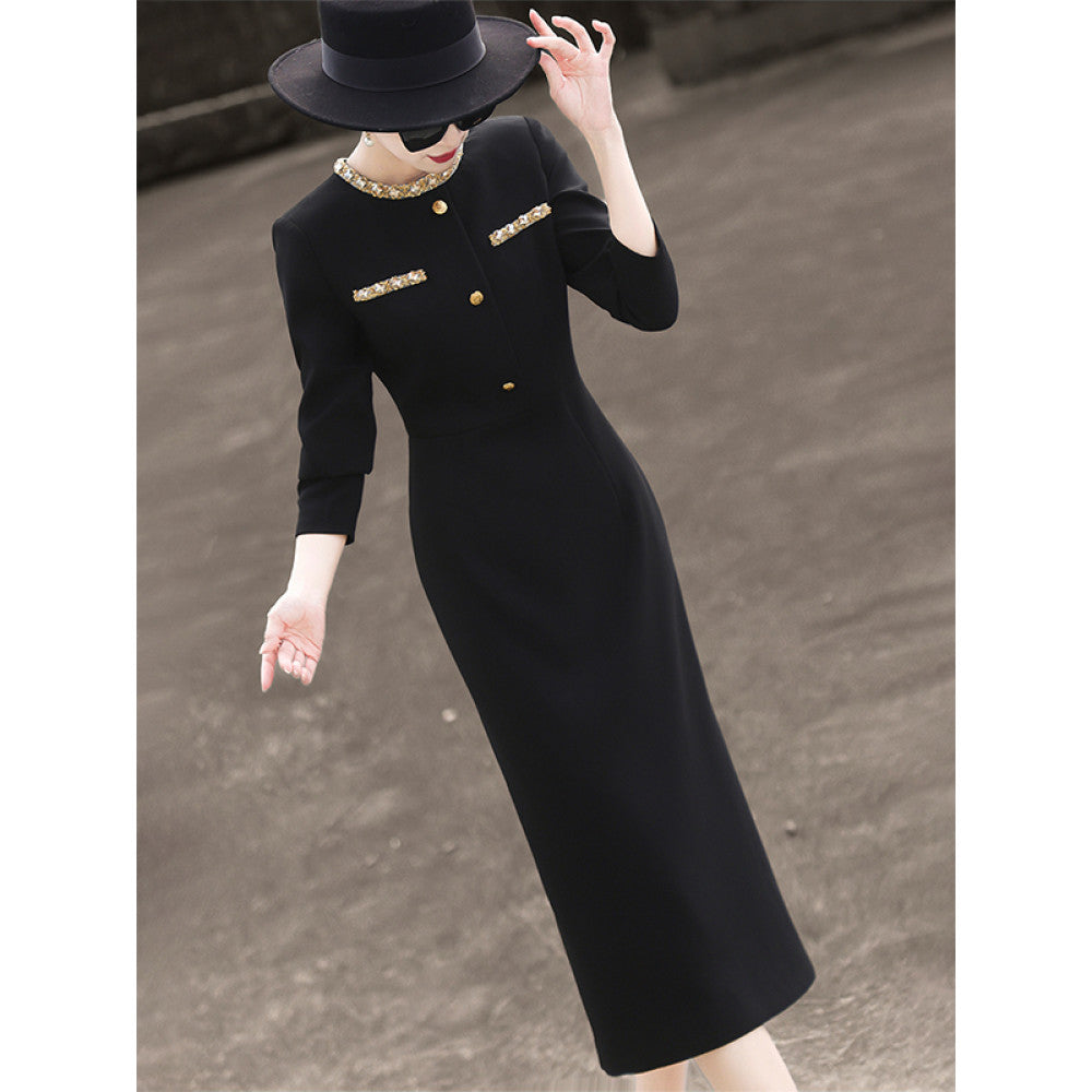 Lanser s 2025 Spring New Style Commuting Light Professional Heavy Industry Nail Bead Slimming and Slimming Bag Hip Dress for Women image 4