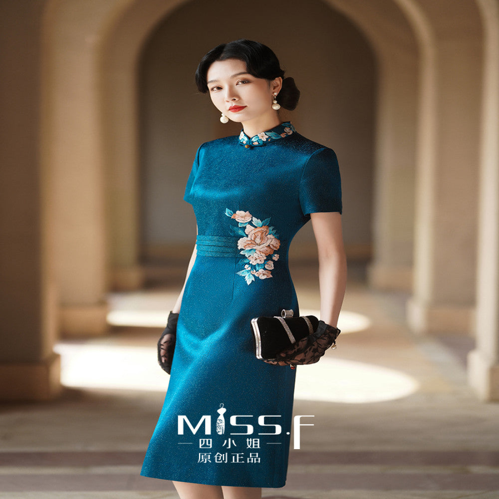 Fourth Miss s Mom Wedding Embroidered Cheongsam Customized 2025 New High end and Elegant Top End Second Class Happy Granny Dress image 2