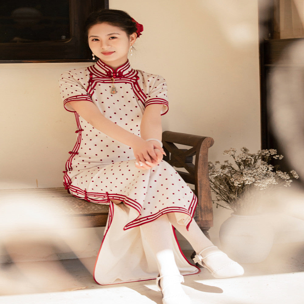 Qingdou Fuxia ancient cheongsam double breasted heavy duty false high slit 30s dragging retro beautiful Republic of China lady image 28