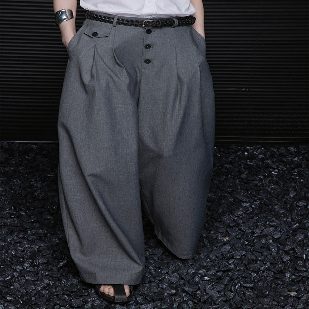 Moment gray trousers women 2025 spring and summer new drape high end casual loose handsome wide leg pants image 7