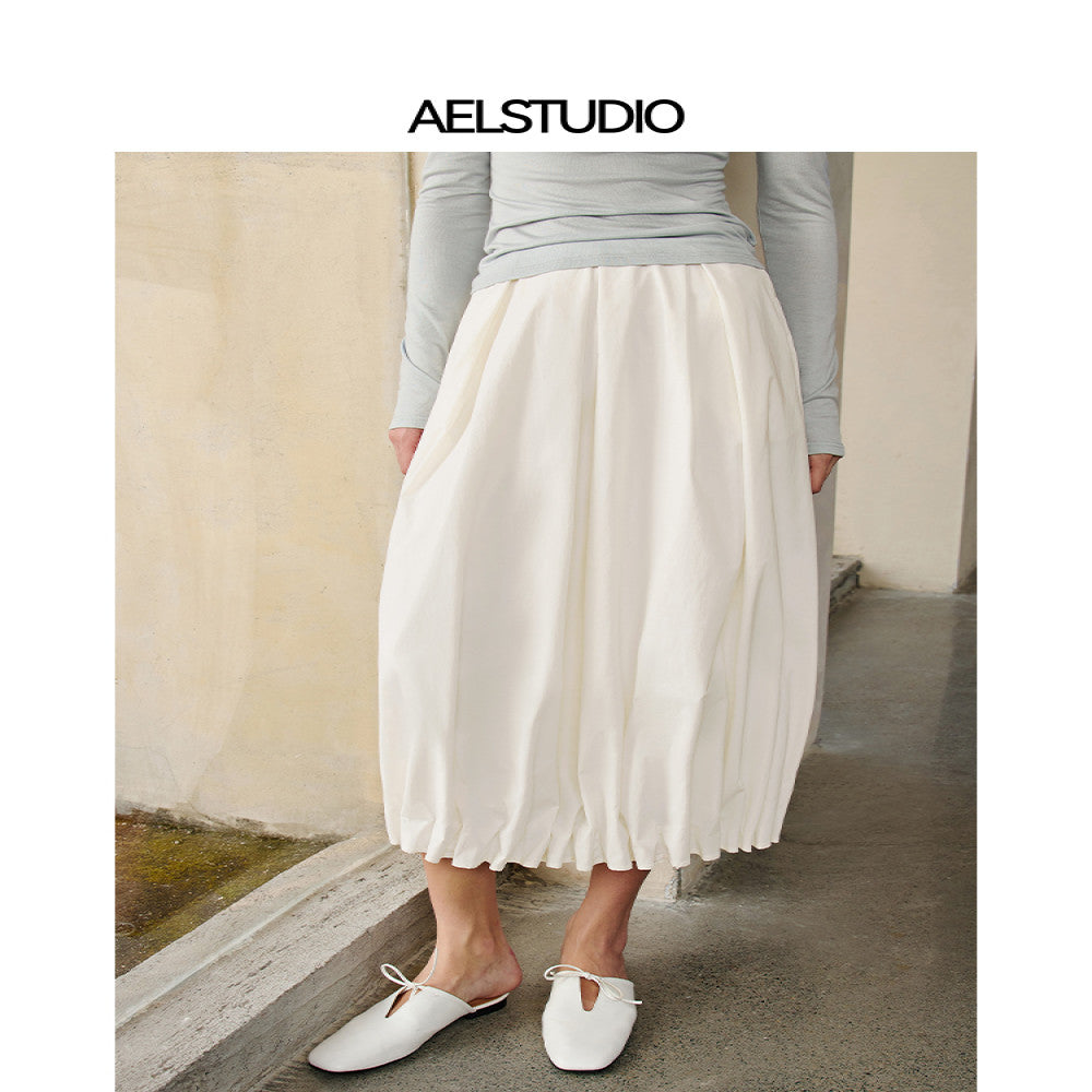 AEL Original French Style White Half length Skirt for Women 2025 New Autumn Edition Elegant Flower Bud Skirt Design image 22