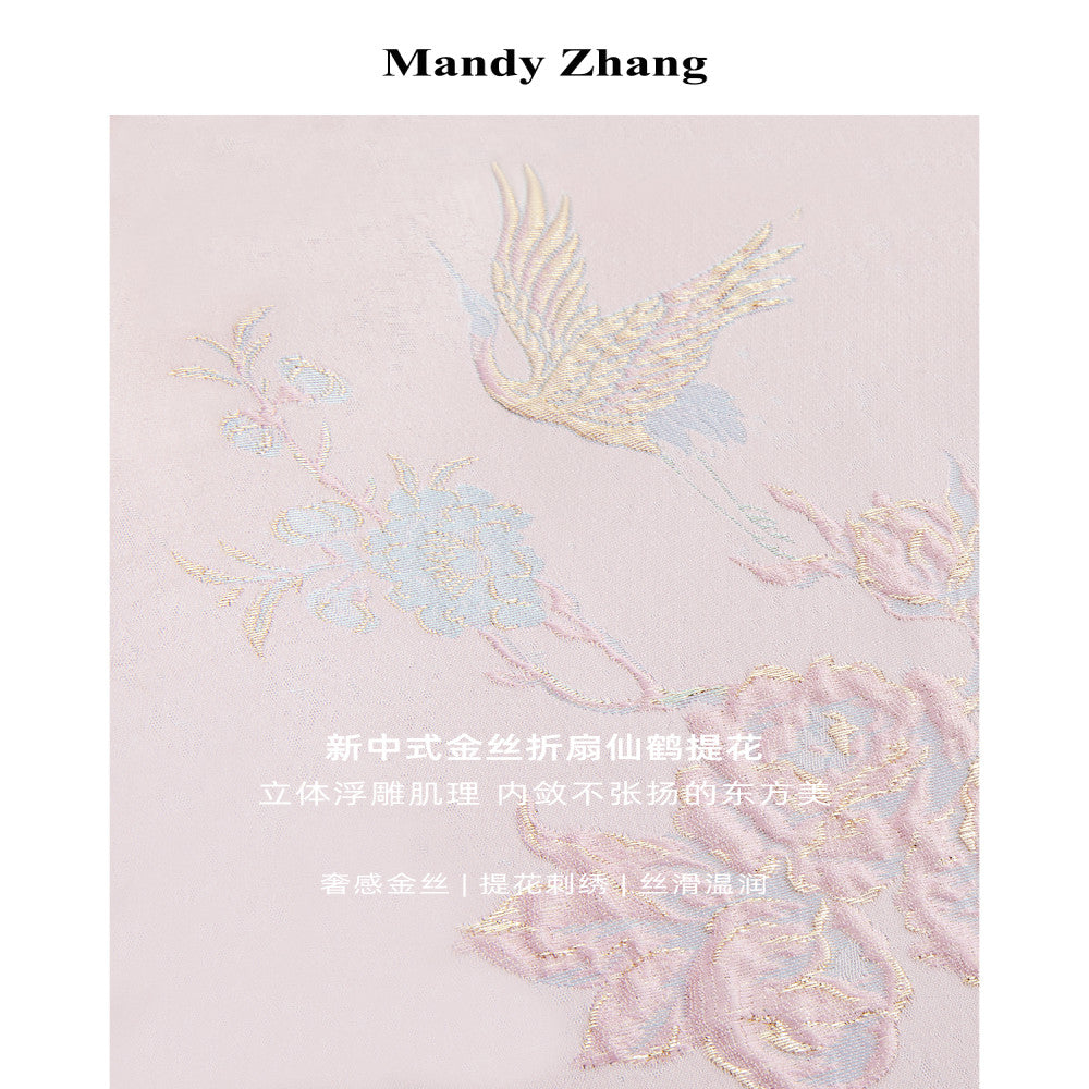 Mandyzhang new Chinese style gold embroidered powder coat ladies autumn high end acetate disc button top image 5