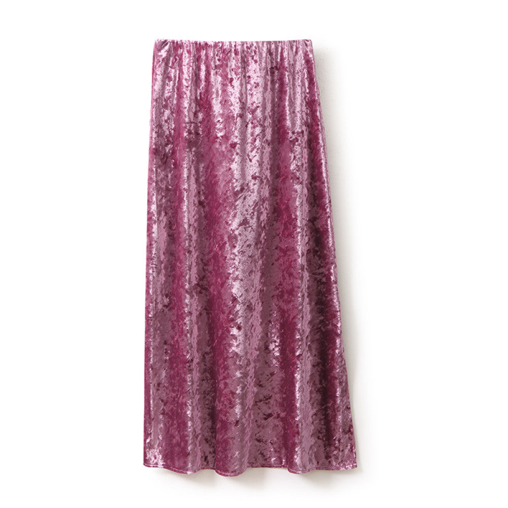 In stock Regret for missing customized diamond velvet half skirt temperament new versatile elastic waist straight tube half skirt image 28