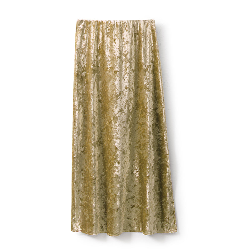 In stock Regret for missing customized diamond velvet half skirt temperament new versatile elastic waist straight tube half skirt image 48