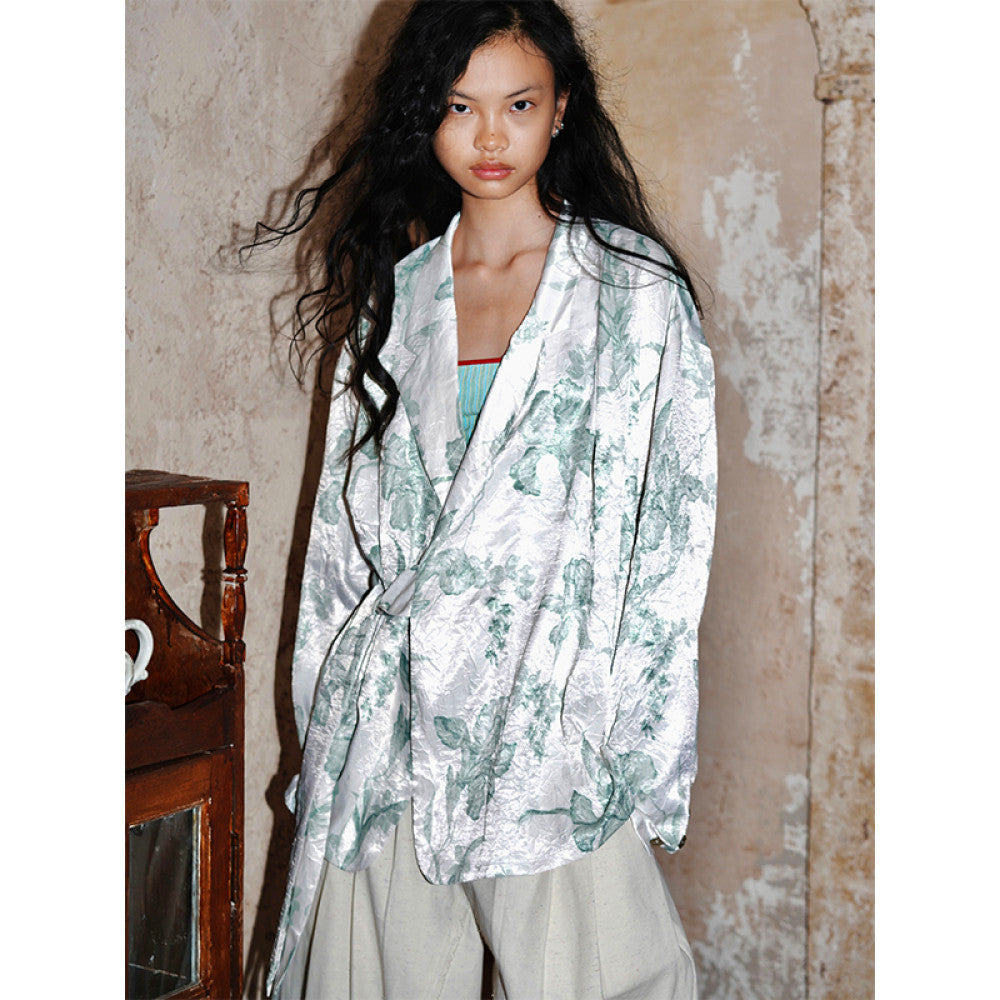 Bad taste Western original printed loose retro lace up spring suit jacket image 8