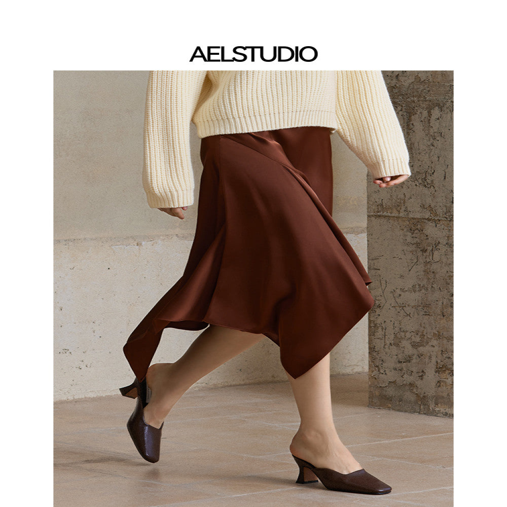AEL original slim fit design skirt female 2025 new irregular splicing niche autumn and winter skirt image 1