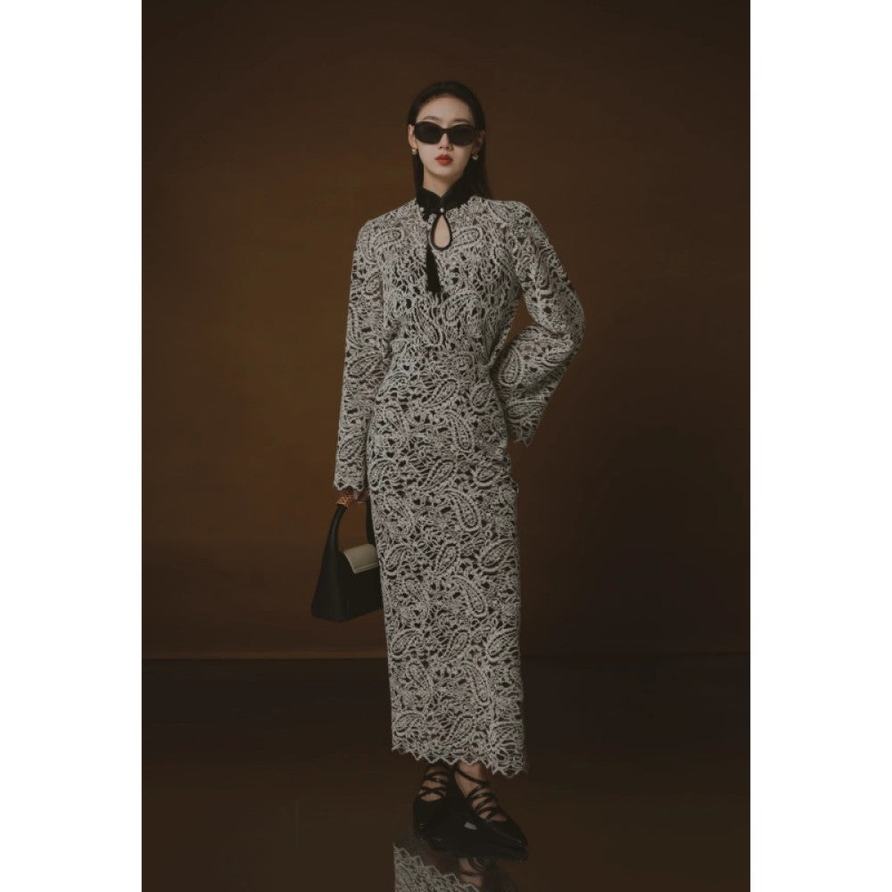 PIAOIN Belize Lace Top Women s New Chinese Cheongsam Collar Tassel Shirt Wide Sleeve Jacket 2024 image 39