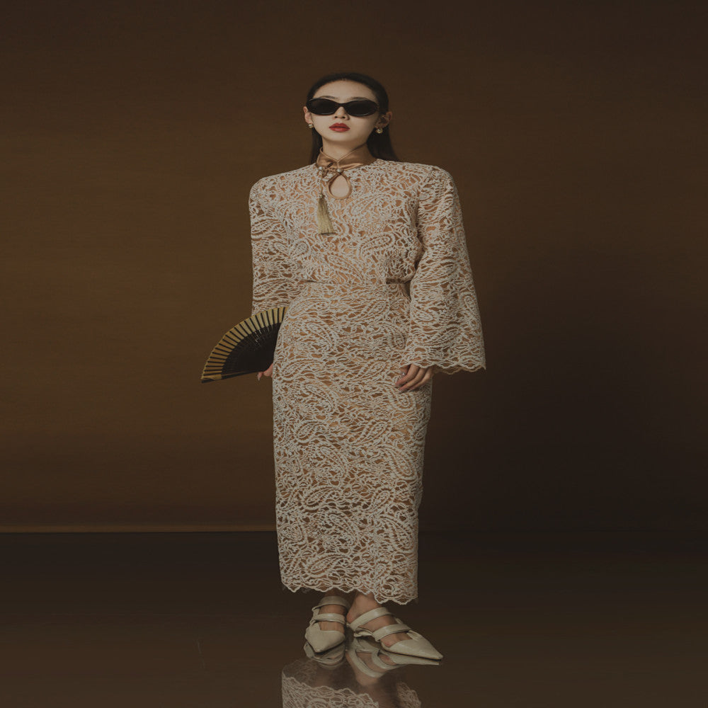 PIAOIN Belize Lace Top Women s New Chinese Cheongsam Collar Tassel Shirt Wide Sleeve Jacket 2024 image 51