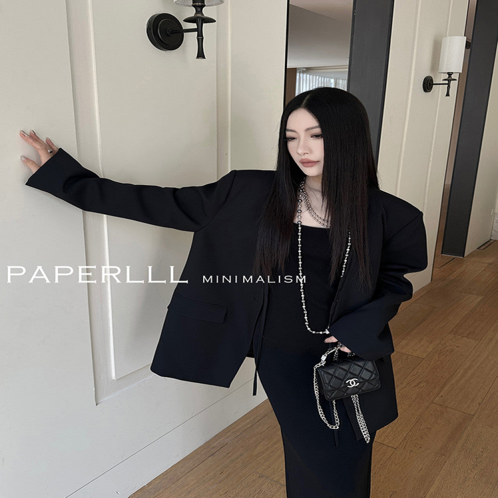PAPERLLL Xinjian vest suit jacket two piece suit women s spring and autumn collarless design suit top casual suit image 14