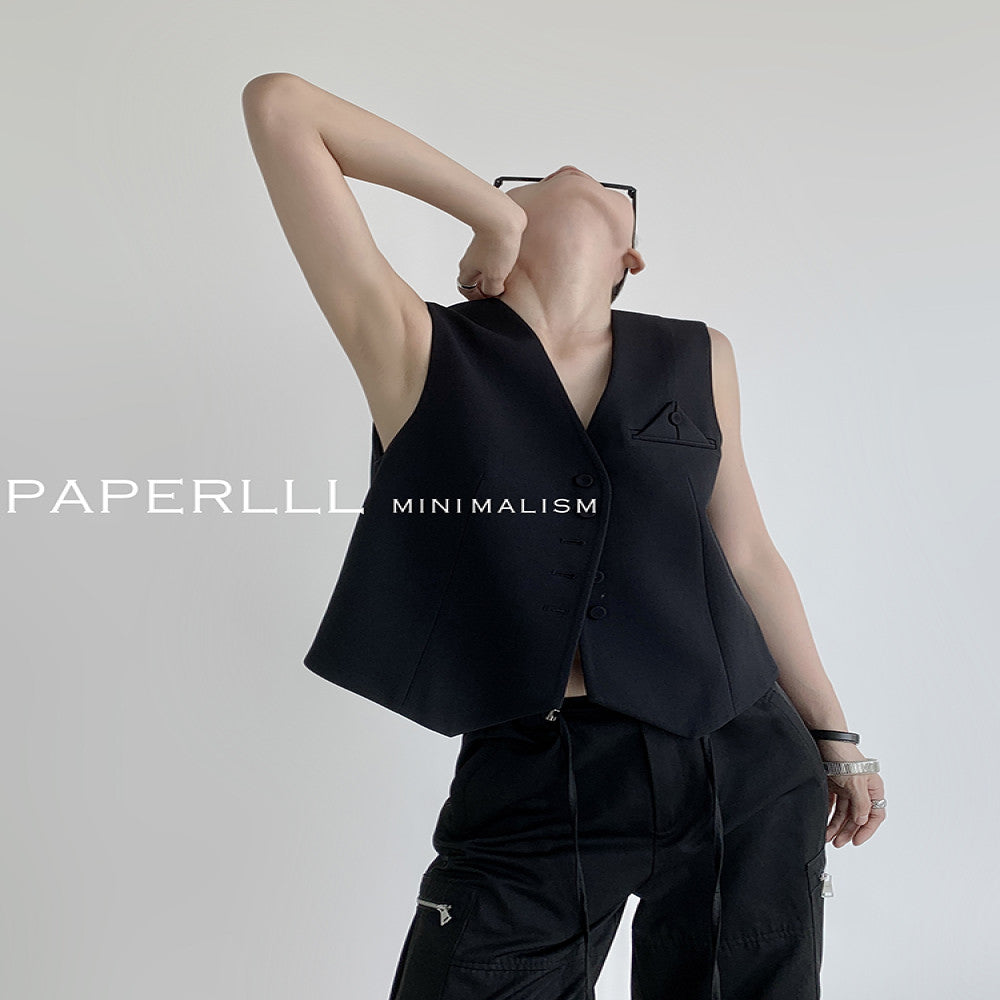 PAPERLLL Xinjian vest suit jacket two piece suit women s spring and autumn collarless design suit top casual suit image 28