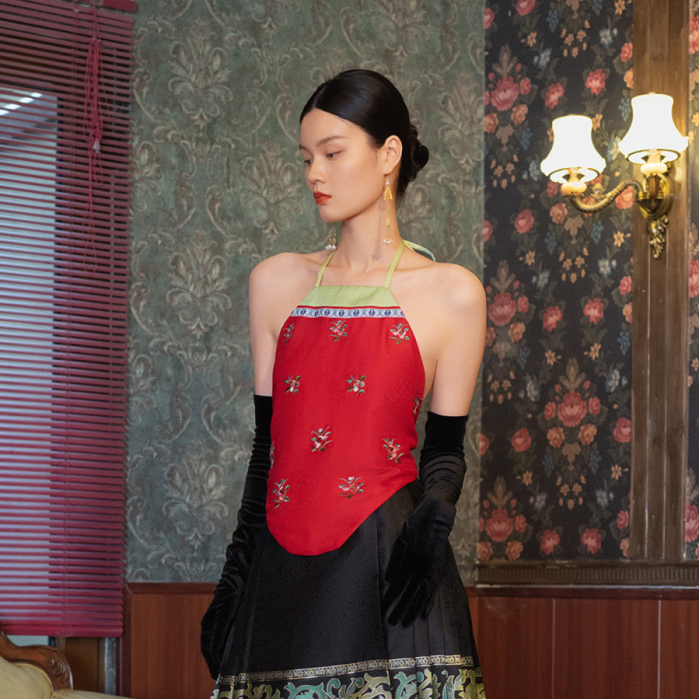 Zhao Yazhi s Same Style Linqi Ma Face Skirt with Left Embroidered Ethnic Style Spring Summer New Women s Strap Skirt image 25