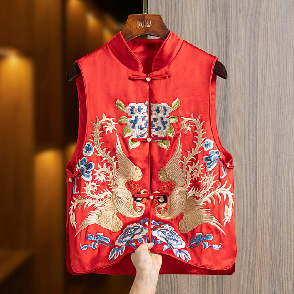 2025 Spring New National Style Red New Year s Clothing Acetate Heavy Industry Embroidery Vest Coat Women s New Chinese Top Vest image 10