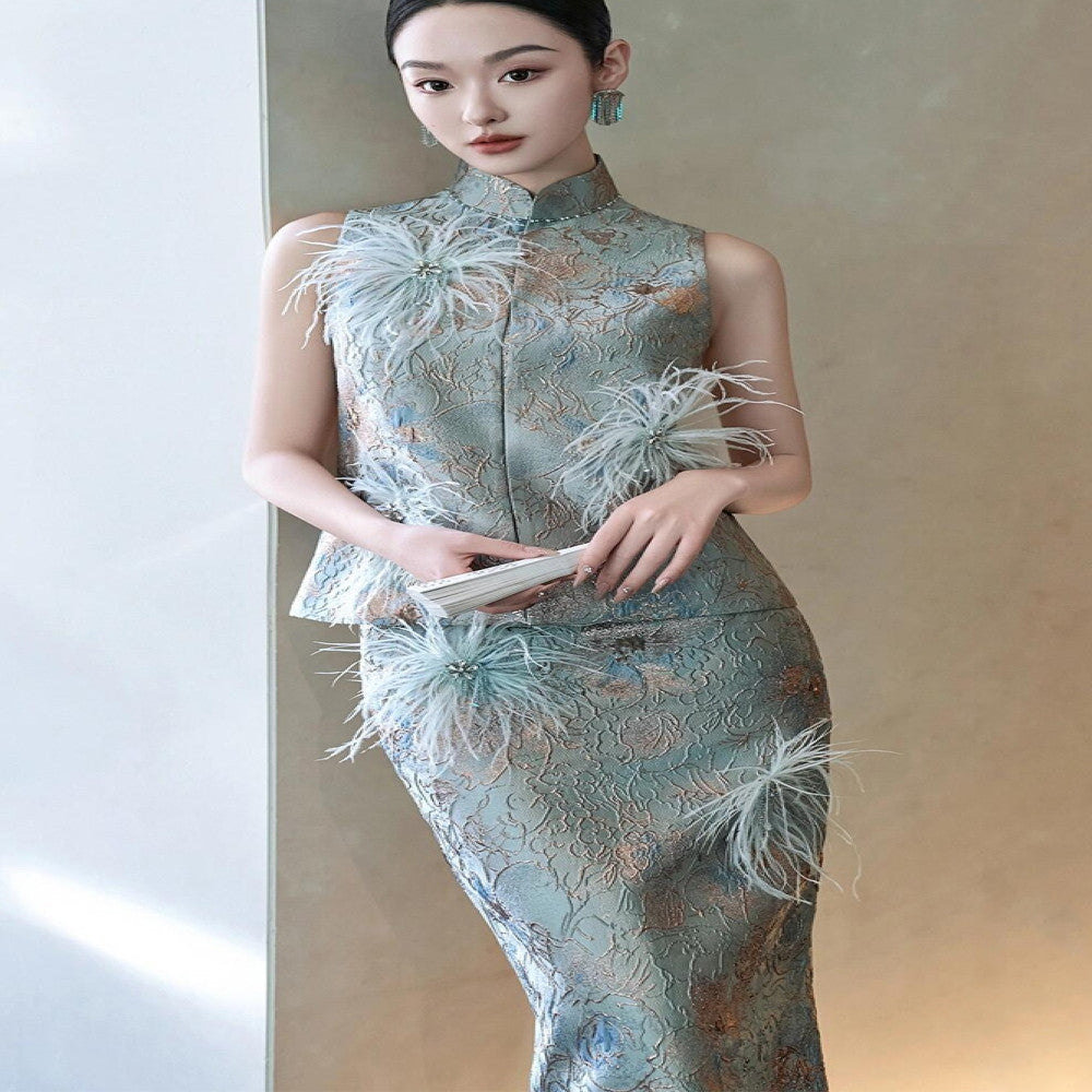 New Chinese style morning shoot dress female bride high end national style wedding banquet high end luxury niche suit toast dress long image 15