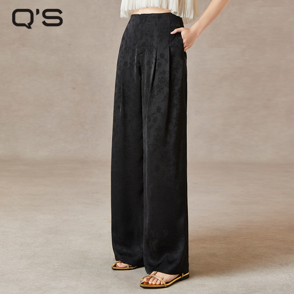 QS Jiexi summer new improved light national style casual pants three dimensional jacquard lazy style slim high waist wide leg pants image 20