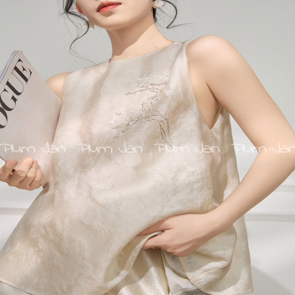 Plum Jan Temperament Shirt Women s 2025 New Popular Beautiful Small Shirt New Chinese Style Sleeveless Shirt image 0