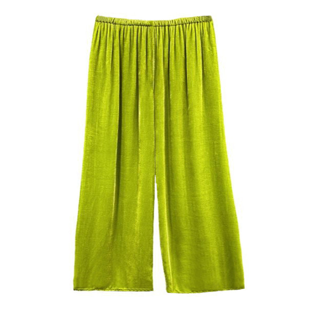 High end velvet pants for women fashionable silk velvet pants spring drape straight wide leg pants green velvet trousers image 16