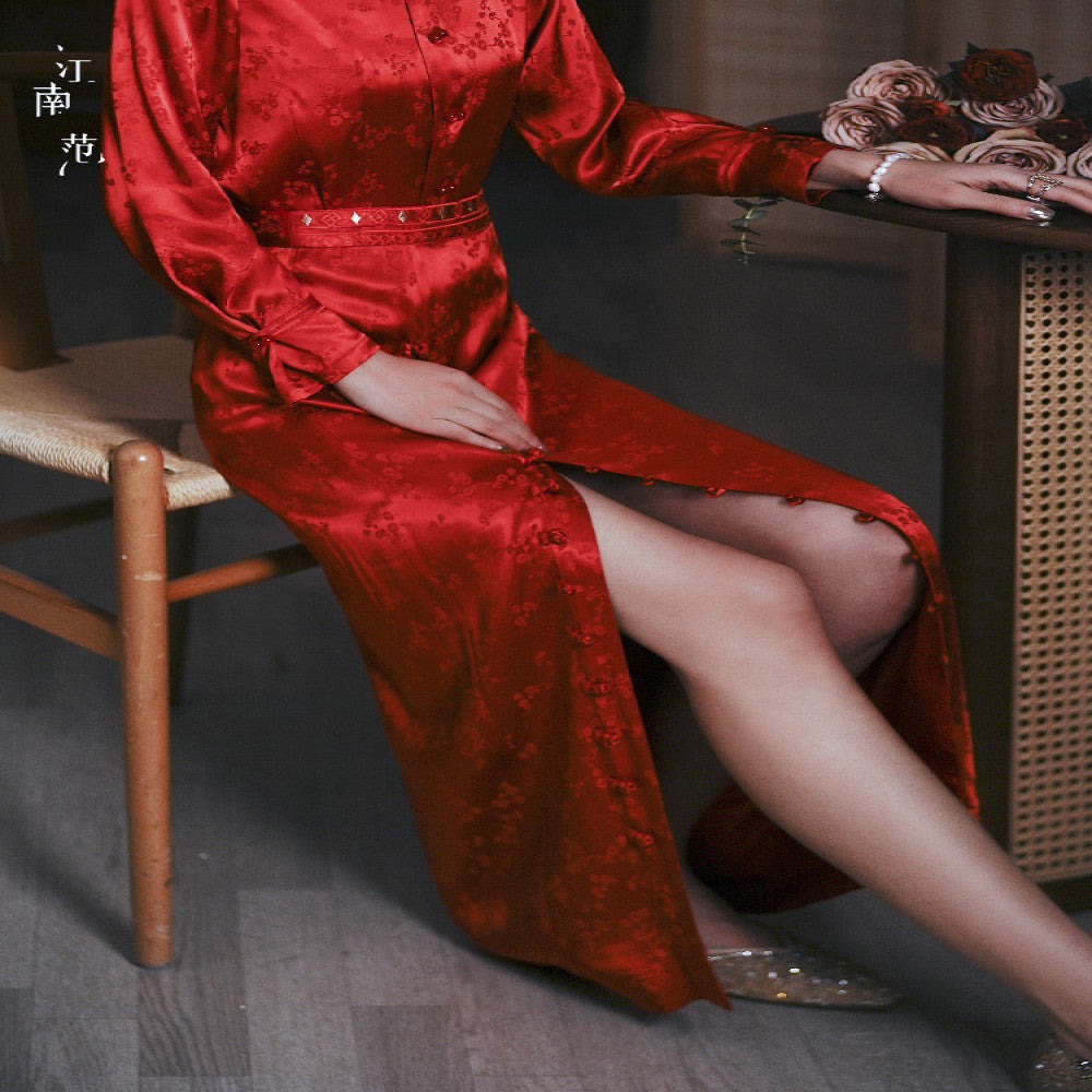 Jiangnan Fan Red Improved Tang Dress Versatile New Chinese High Waist Mid length Half length Skirt 2024 New Edition image 6