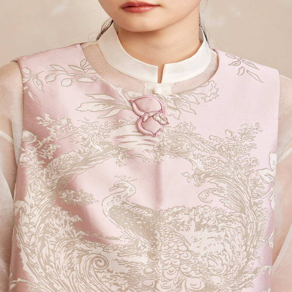 Ruyi Lianyun Huaiyin Double flower jacquard brocade vest women s new Chinese style retro buttoned vest image 4