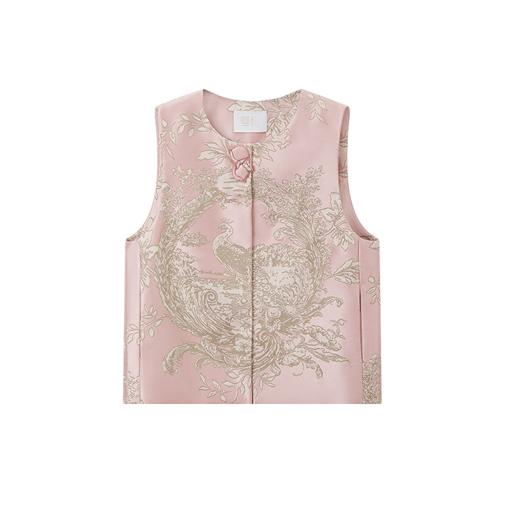 Ruyi Lianyun Huaiyin Double flower jacquard brocade vest women s new Chinese style retro buttoned vest image 14