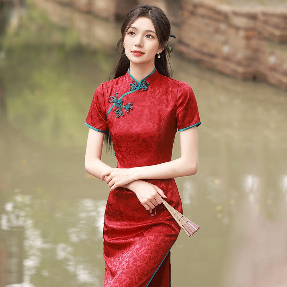 Wanping Guimeng Young style toast dress high end long cheongsam 2025 spring and summer new arrival bride engagement certificate daily image 14