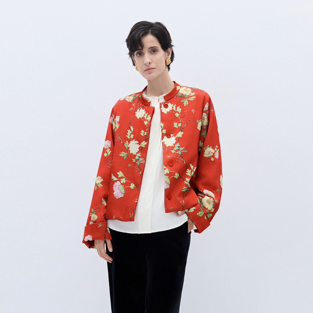 Joyful wishes New Chinese style shopping mall s same style naivee red peony printed New Year cotton clothing for women winter 2025 edition image 43