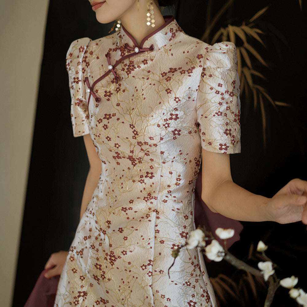 ASAYA3931: Elegant Cherry Blossom Cheongsam Dress โจ๐ธ๐